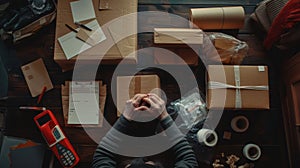 The hands packaging boxes. AI generated