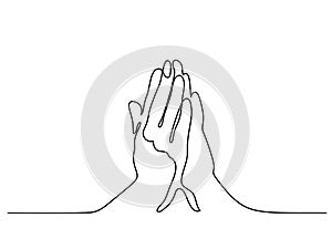 Hands palms together praying photo