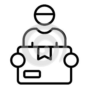 Hands parcel home delivery icon, outline style