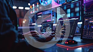 The programmer's hands coding.AI generated image