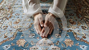 The Hands on Prayer Carpet. AI generated