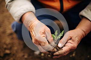 hands planting a droughtresistant sapling photo