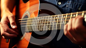 hands playing acoustic guitar