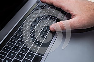 Hands Pointing Pressing Computer Keyboard Keys Typewriting New Ideas. Fingers Tapping Typing Fresh Thoughts Using