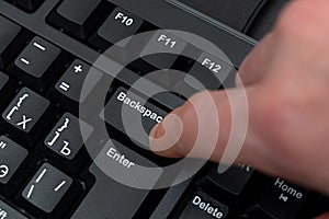 Hands Pointing Pressing Computer Keyboard Keys Typewriting New Ideas. Fingers Tapping Typing Fresh Thoughts Using