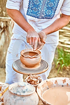 Hands of potter do clay pot, ceramic, people