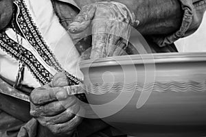 Hands of potter at work