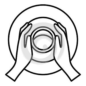 Hands potter wheel icon, outline style