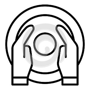 Hands potter work icon, outline style
