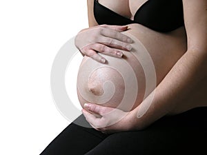 Hands on pregnant belly