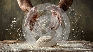 Hands Preparing Bread Dough. AI generated