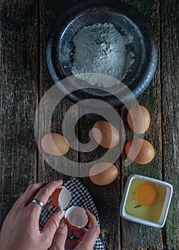 Hands preparing pasta