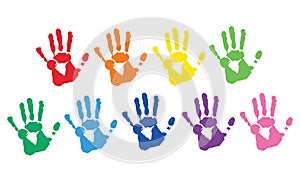 Hands prints colorful vector