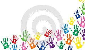 Hands prints colorful vector background