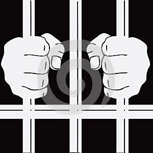 Hands and prison bars