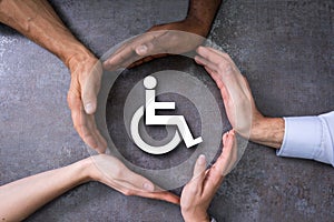 Hands Protecting Disabled Handicap Icon