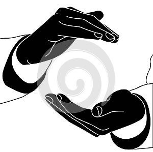 Hands. Protecting hands or support hands icon in black on an isolated white background. EPS 10 vector