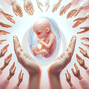 Hands protecting the unborn fetus