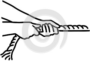 Hands pulling rope - tug of war