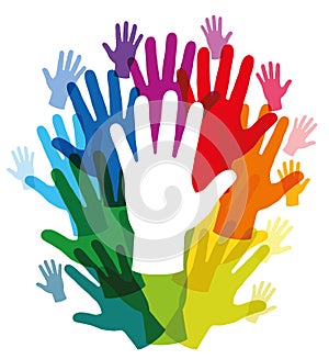 Hands Rainbow Colored Frame