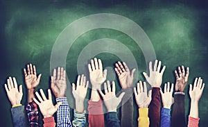 Hands Raised Togetherness Diversity People Concept