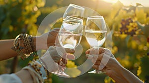 The toast in vineyard.AI generated image