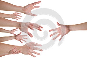 Hands reaching for a helping hand