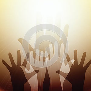 Hands reaching for light