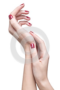 Hands with red manicure