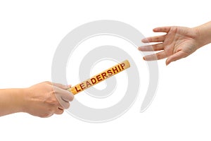Hands and relay race Leadership