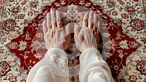 The hands on prayer rug.AI generated image