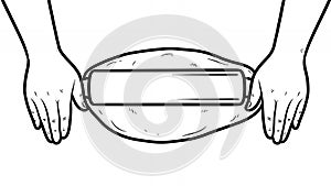 Hands Rolling Dough Hand Drawn Style Isolated on White Background Illustration Simple Culinary Process Pastry