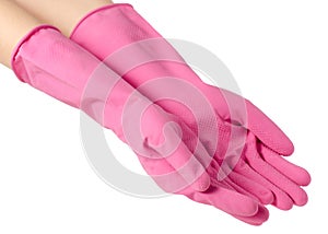 Hands in a rubber glove for cleaning cleanliness