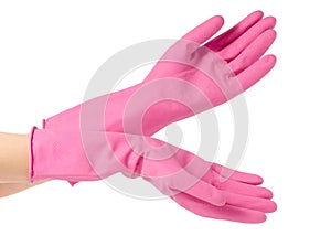 Hands in a rubber glove for cleaning cleanliness