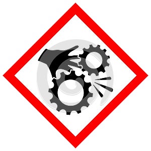 Hands safety warning sign, danger rotating parts photo