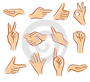 Hands set. Collection icon hands. Vector