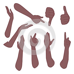 Hands set vector illustration cartoon flat design