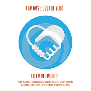 Hands shaking forming a heart vector icon EPS 10. Simple handshake isolated logo symbol