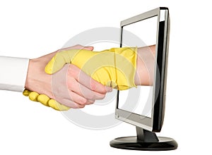 Hands shaking, LCD monitor