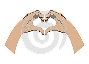 Hands in shape of heart, vector illustration