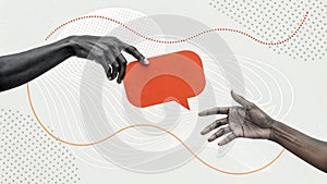 Hands Sharing a Speech Bubble Communication Exchange Concept Design
