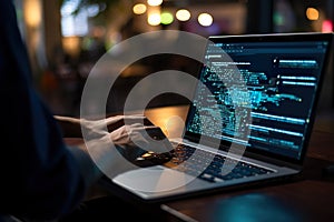 Hands-showing Coding programmer, a software engineer working on a laptop with javascript