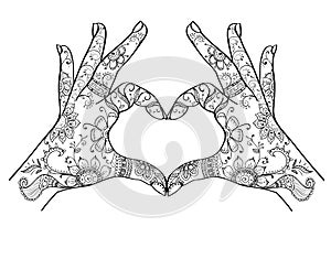 Hands showing love zentangle photo