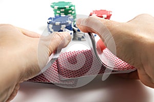 Hands shuffling cards