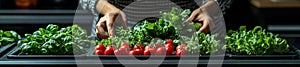 Hands Sorting Fresh Vegetables for Meal Preparation in the Kitchen