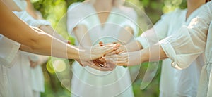 Hands Stacked in Unity. AI generated