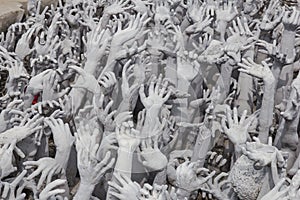 Hands Statue from Hell,Wat Rong Khun, Chiang Rai province,