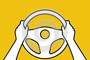 Hands on steering wheel black icon. Driver vehicle. Web Design