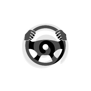 Hands on a steering wheel icon vector