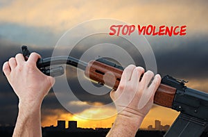 Hands stopping gun violence